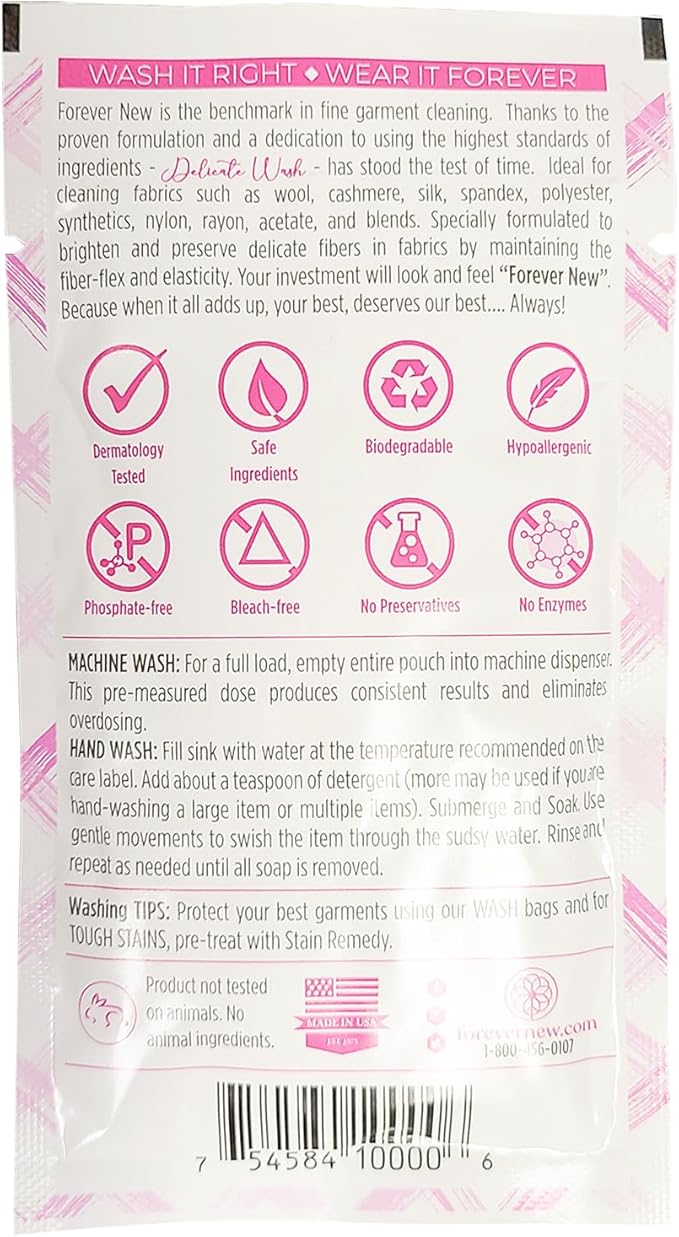 FOREVER NEW Granular Detergent Powder - Delicate Laundry Care Wash - Original Scented, 1 oz Travel Packets x10