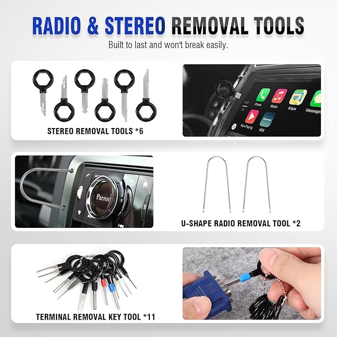 LadyRosian 37Pcs Trim Removal Tool Set, Car Upholstery Repair Kit, Auto Clip Pliers Fastener Remover Tool, Door Panel Tool, Car Panel Tool Radio Stereo Removal Tool Kit with Storage Bag (Blue)