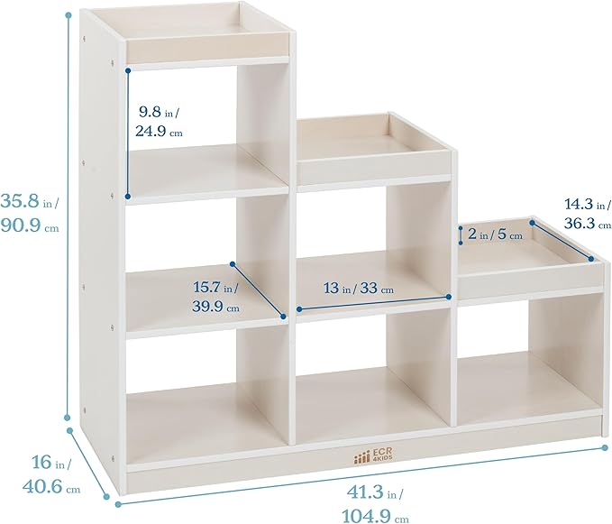 ECR4Kids 3-2-1 Cube Storage Cabinet, Display Shelf, White Wash