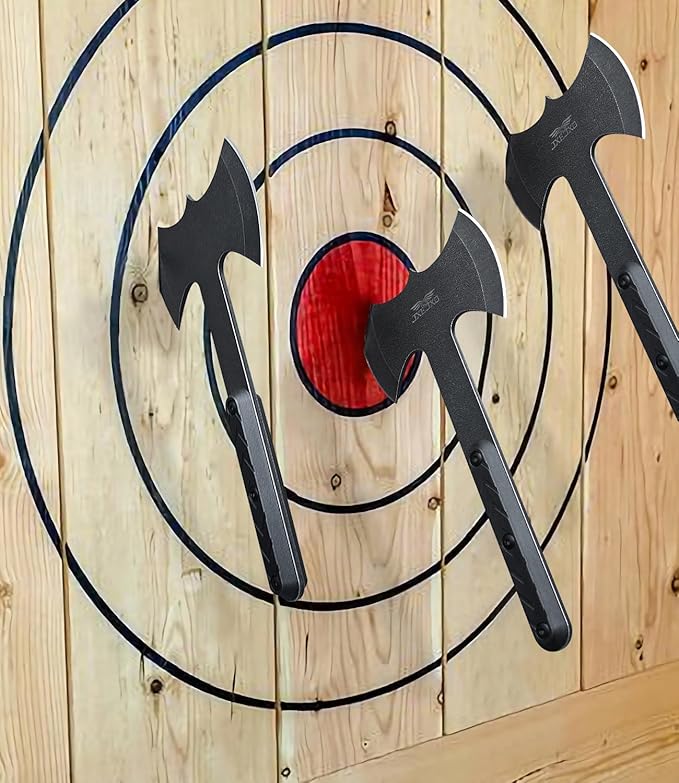 JXE JXO Throwing Axes and Tomahawks Set, Double Bite Hawks, Design for Throwing Recreation and Fun