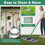 30"x10" Lawn Leveling Rake, Heavy Duty Lawn Leveler with 33"-77" Adjustable Handle, Foldable Ground Leveling Tool for Soil, Sand, Gravel, Ergonomic Design for Lawns, Golf Courses and Backyards