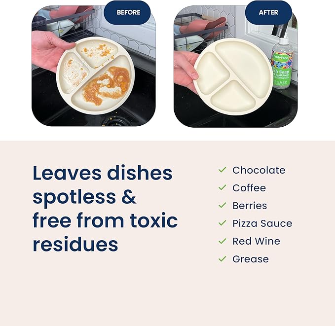 Natural Concentrated Dish Detergent Dishwashing Liquid | Plant-Based Dish Soap | Sweet Basil Fresh Scent | 2 Refill Packs with 1 Empty Refillable Squeeze Bottle (16 Oz)