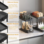 Under Sink Organizer 2 Pack,Bathroom Under Cabinet Storage with Pull Out Sliding Drawers for Kitchen Organization,12.8 Inch,Black