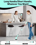 Electric Spin Scrubber for Cleaning Bathroom, Shower Scrubber Cordless Cleaning Brush with IPX7 Waterproof & 2 Speed, 3 Brush Heads, Bathroom Cleaning Supplies for Toilet Shower Tub Mint Green