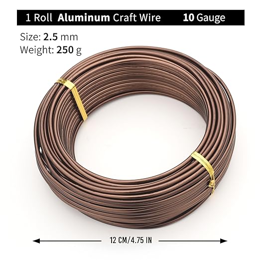 Bronze-2.5-Anodized Aluminum Bonsai Training Wire 250g Large Roll,Many Size to Choose,KSVZS Bendable Metal Wire for Crafts,Sculpting,Armature and Daily Use,Necessities for Family