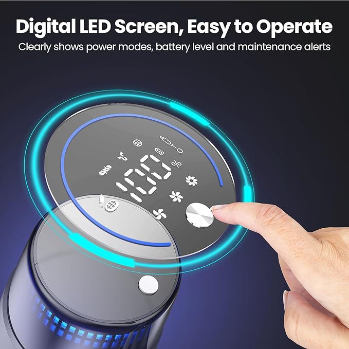 V25 Cordless Vacuum Cleaner, 680W 60Kpa Powerful Stick Vacuum with Dust Sensor, Digital Display, 4000mAh Rechargeable Battery up to 60Mins, Versatile for Pet Hair, Floor, Carpet