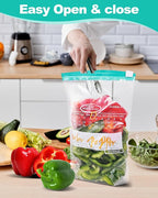 120 Pack Calendar Slider Quart Freezer Bags Reusable Food Storage Bags Slide Zipper Expandable Bottom Clear Plastic Freezer Bags With Write-On-Label For Food Storage (Green)