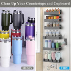 Magnetic Water Bottle Holder for Refrigerator, Cup Holder Organizer for Stanley and Tumbler for Kitchen, 6 Pack, Dark Gray