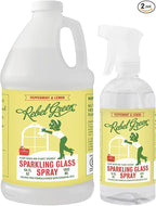 Rebel Green Sparkling Glass Cleaner (Peppermint & Lemon, 80 Fl Oz (Pack of 2))