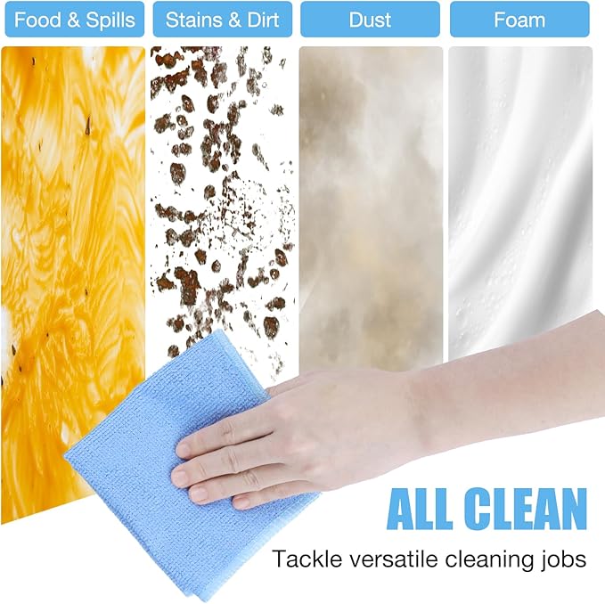 Microfiber Cleaning Cloth 28 Pcs, 4 Colors Assorted Microfiber Towels and Cleaning Rags for House and Kitchen Reusable and Washable Dusting Cloth