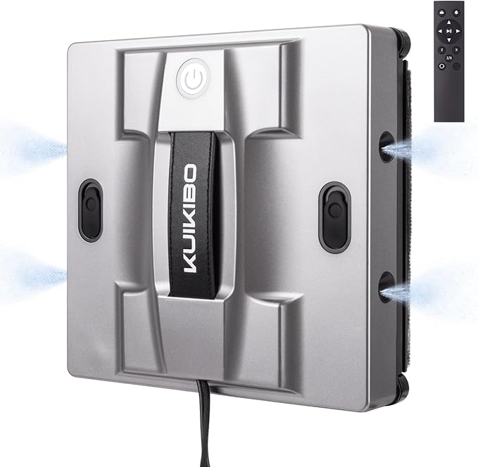 K1 Window Cleaning Robot with 4 Spray Nozzles Robotic 6000Pa Window Cleaner Automatic Washer Robot with Edge Detection Low Noise Glass Cleaning Robot for Framed/Frameless Surface