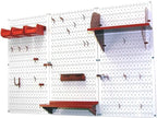 Wall Control Pegboard Organizer 4 ft. Metal Pegboard Standard Tool Storage Kit with White Toolboard and Red Accessories
