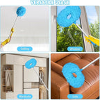 Eunice 2Pack Ceiling Fan Duster with Extension Pole, 13-49.7 Inches Adjustable and Removable Fan Cleaner Blade for High Ceiling, Window Door Furniture (Blue)