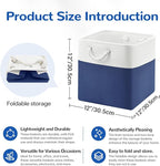 12 x 12 Inch Cube Storage Bins, 4 Pack Fabric Storage Basket with Handles, Foldable Boxes Organizer for Shelf Baskets for Home, Clothes (White/Blue)