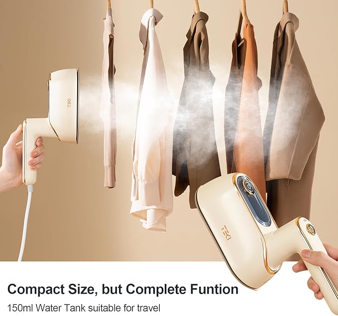 Travel Steamer for Clothes Portable Rotary Garment Iron 1200W Small Travel Steam Iron for Home, Dorm, College, 150ml Water Tank, Foldable Wrinkle Remover 120V