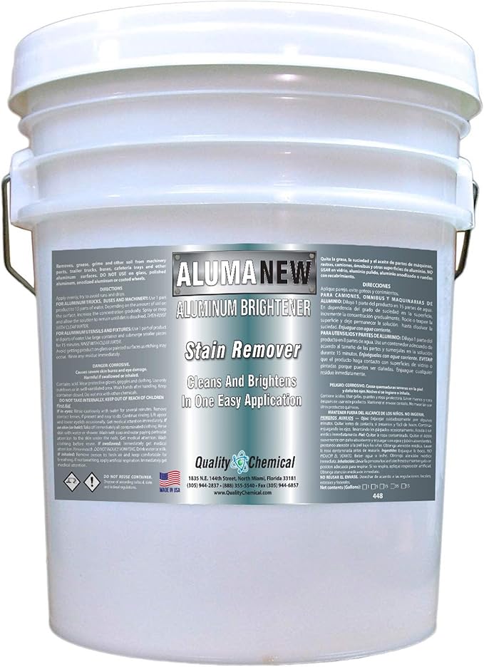 Quality Chemical Aluminum Cleaner Brightener & Restorer - Aluminum Cleaner, Aluminum Wheel Cleaner, Aluminum Cleaner, Pontoon Cleaner Aluminum, Aluminum Rim Cleaner 640 oz (pack of 1)