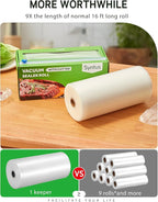 Syntus 8" x 150' Food Vacuum Seal Roll Keeper with Cutter Dispenser, Commercial Grade Vacuum Sealer Bag Rolls, BPA Free Food Vac Bags, Ideal for Storage, Meal Prep and Sous Vide