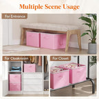 Lifewit 6 Pack Shoe Storage Organizer for Closet, Large Shoe Box Storage Containers with Clear Cover, Foldable Storage Bins Fit for Boots Fits 72-96 Pairs (Each 12-16 Pairs) Pink