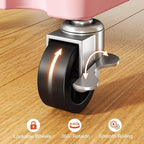 Pipishell 4-Tier Rolling Cart, Plastic Cart with Lockable Wheels & Reinforced Handle, Lightweight Utility Storage for Nursery, Bathroom, Craft Room, Pink