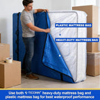 TICONN Mattress Bags for Moving, Heavy Duty King Mattress Cover Storage Bag with Full-Around Handle and Adjustable Buckles (Blue, King)
