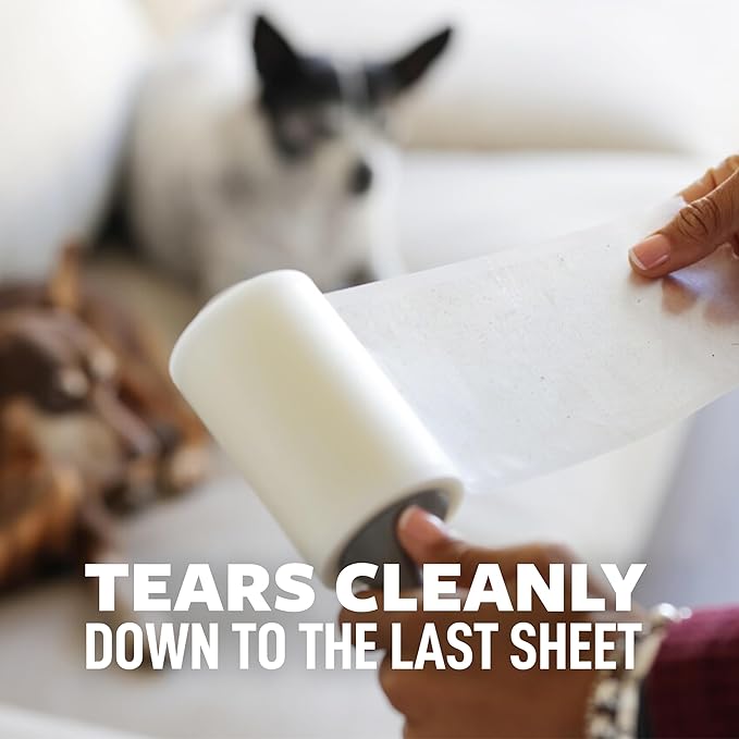 Scotch-Brite Pet Hair Pickup Extra Sticky Lint Roller, Designed for Removing Fur + Fluff on Couches, Clothes, Dog and Cat Beds, & More, 6 Pack, 600 Easy-Tear Adhesive Sheets Total