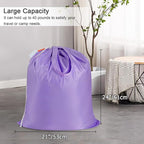 Polecasa Small Heavy Duty Laundry Bag with 130gsm Tear Resistant Fabric and Handles, Easy to Carry Durable Dirty Clothes Drawstring Bag, Perfect for College Dorm, Travel, 2 Pack 21”x24”,Purple