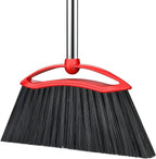 Heavy Duty Broom, 54-inch Adjustable Long Handle Angle Brooms Large Brooms for Sweeping Indoor and Outdoor Commercial Broom for Home Kitchen Patio Garage Porch Courtyard Classroom, Red