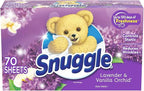 Snuggle Dryer Sheets 70 Count (Pack of 4) Scent May Be Vary (Fabric Softener Sheets, Lavender & Vanilla Orchid)