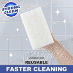 Handled Bath Scrubber, Bathroom Scouring Pad, Heavy Duty Cleaning Sponge Scrub Brush, Non-Scratch Remove Soap Scum, for Cleaning Shower Tile Bathtube Sink Spas Hot Tubs, Swimming Pool Step & Corner