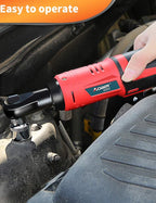 AOBEN Cordless Electric Ratchet Wrench Set, 3/8" 12V Power Ratchet Tool Kit With 2 Packs 2000mAh Lithium-Ion Battery And Charger