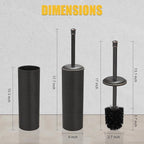 BESy Toilet Brush and Holder, Toilet Cleaner Bowl Set with Two Brush with Extra Long Handle, Durable Bristles Toilet Scrubber and Covered Holder, Drip-Proof Stainless Steel Oil Rubbed Bronze