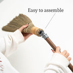 BMart Home Natural Whisk Sweeping Hand Handle Broom - Vietnamese Straw Soft Broom for Cleaning Dustpan Indoor-Outdoor, Sofa, Car Hood, Decoration Items - 9.84'' Width, 27.55" Length