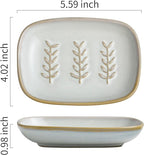 Soap Dish Bar Cleaner Dish for Shower, Ceramic Soap Dishes for Bar Shampoo or Sponge, Shower Soap Dish Soap Saver Tray for Bathroom Kitchen Sink, Easy to Clean