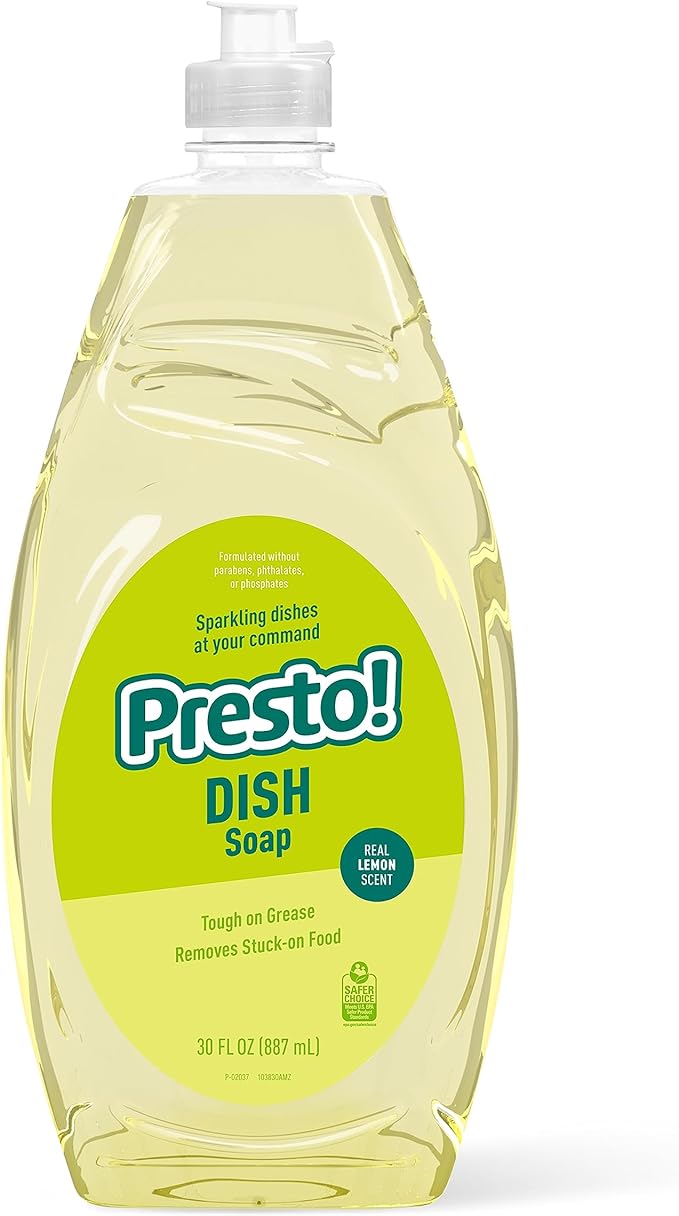 Amazon Brand – Presto! Dish Soap, Lemon Scent, 30 fl oz, Pack of 2