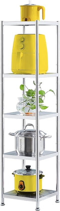 susunnus Stainless Steel Shelves 13.8in-5 Tier, Corner Shelf, Storage Shelves, Narrow Metal,Stainless Steel Shelf, Kitchen Storage Rack for Small Spaces Tall Skinny Shelf