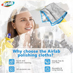 Glass Polishing Cloth Streak Free Miracle Microfiber Cleaning Cloth Lint Free Cleaning Rags for Glasses Kitchen Dish Mirrors Easy Clean, Pack of 6, 12" x 12", Sliver-Blue
