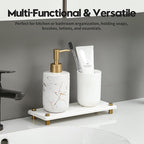 Water Absorbing Stone Sink Caddy Kitchen Sink Organizer Tray, Diatomite Bathroom Counter Tray, Gold Faucet Drying Mat Coaster Soap Dish Rack Riser Dispenser Sponge Holder, White 10" x 4"