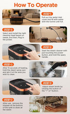 Steam Cleaner for Home, 15s Fast Heat-Up, 6 Level Adjustable Steam, 43oz Big Tanks, 79" Steam Hose, 8 Cleaning Brush Head, 1500W Portable Handheld Steam Cleaner for Cleaning Home, Floor, Wall, Car