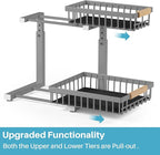 1 Packs 2 Tier Grey Under Sink Organizer,Under Sink Organizers and Storage, Slide Out Pull Out Cabinet Organizer Shelf, Metal Sliding Drawer for Kitchen Bathroom Cabinet Organization Rack