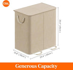 Lifewit Double Laundry Hamper with Lid and Removable Laundry Bags, Large Collapsible 2 Dividers Dirty Clothes Basket with Handles for Bedroom Laundry Room Closet Bathroom College, 136L Beige