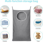 KEEPJOY 2Pack Space-Saving Hanging Laundry Bag, Door Laundry Hamper with 2 Different Types of Hooks, 30x20 Inch Oxford Fabric Laundry Storage Bag for Dirty Clothes (Grey-2Pack)