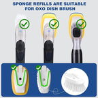 Sponge Brush Refills for OXO Dish Brush, 6 Pack Soap Dispensing Dish Refills, Scrub Replacement Head for Scrubber, Sponge Replacement Head Fits Soap Dispensing Handle