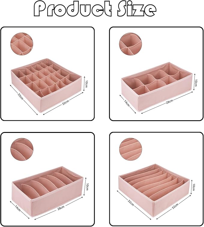 8 Pack Dresser Drawer Organizer Clothes Underwear Sock dusky pink Drawer Organizer Bins Fabric Foldable Organizer Storage Box Closet Cloth Drawer Dividers Closet Underwear Organizer Drawer