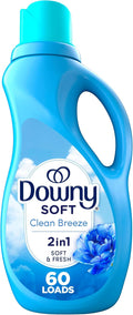 Downy Soft, 2 in 1 Soft and Fresh Liquid Fabric Softener, Clean Breeze, 44 fl oz, 60 Loads, Fabric Conditioner Liquid provides softness and freshness for fabrics