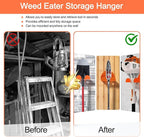 2 Pack Garage Organizer Trimmer Rack, Heavy-Duty Wall Mount Hanger for Grass Trimmer, Weed Eater & Power Tools