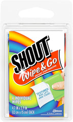 Shout Wipes Stain Remover for Clothes Laundry, Instant Stain Remover and Individually Wrapped, Travel Essentials, Works on Everyday Stains, 4 Wipes (Pack of 1)