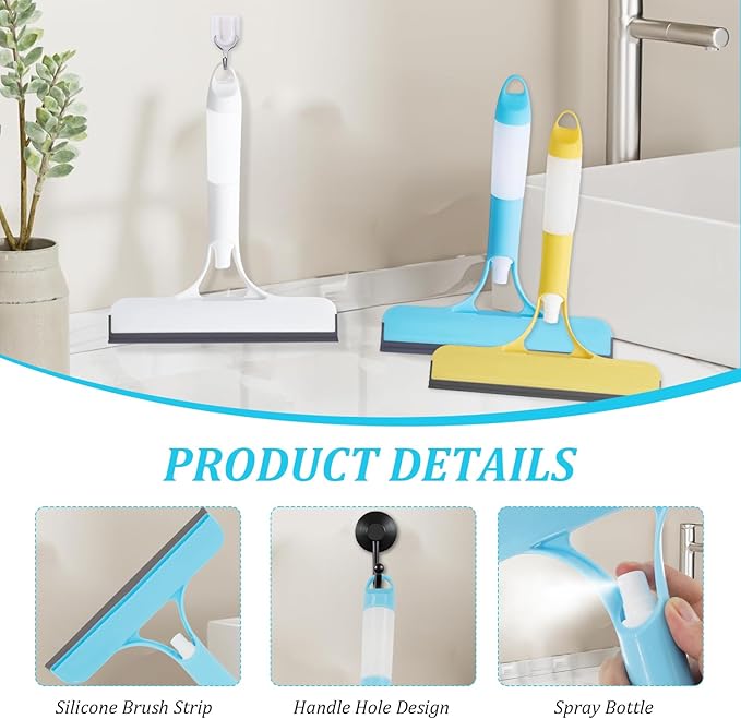 3 in 1 Window Squeegee with Sprayer, 3Pcs Spray Squeegee for Window Cleaning, All Purpose 3 in 1 Windows Cleaning Scraper, Glass Scraper Cleaner Tool for Car Home Windows Mirrors