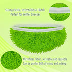 Reusable Microfiber Mop Pads Washable Wet Pads Compatible with Swiffer Sweeper Refills Pads for Wet & Dry Sweeping Cloths Mop Head Replacement for Household Cleaning (Green 4PCS)