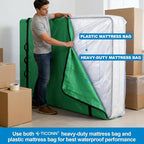TICONN Mattress Bags for Moving, Heavy Duty Full XL Mattress Cover Storage Bag with Full-Around Handle and Adjustable Buckles (Green, Full XL)