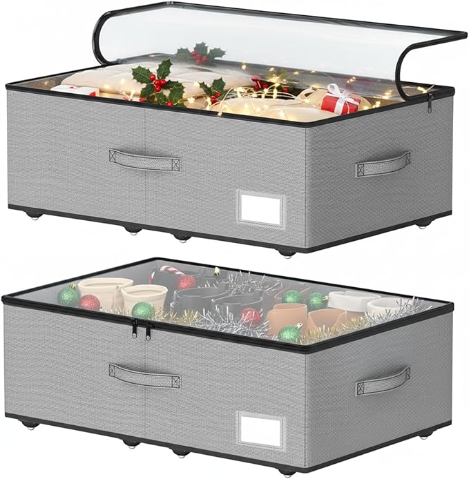 Under Bed Storage with Wheels, No Assemble Required 10 inches height Under Bed Storage bins,Large capacity Rolling Underbed Shoe Storage containers，dorm underbed storage drawers